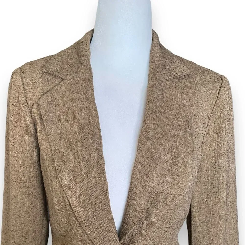Vintage‎ 90s Rampage Blazer Jacket Tan Brown Tweed Structured Classic Schoolboy